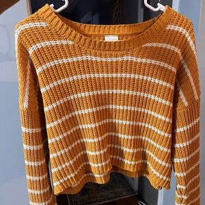 yellow/orange and white cropped sweater